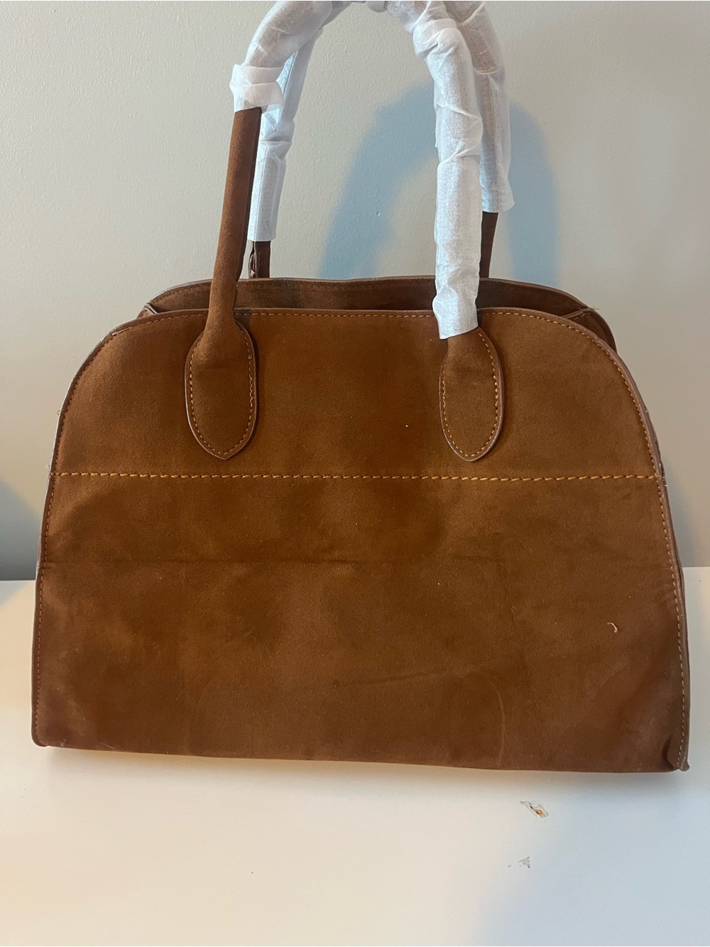 Classic Brown Suede Dome Tote - Women